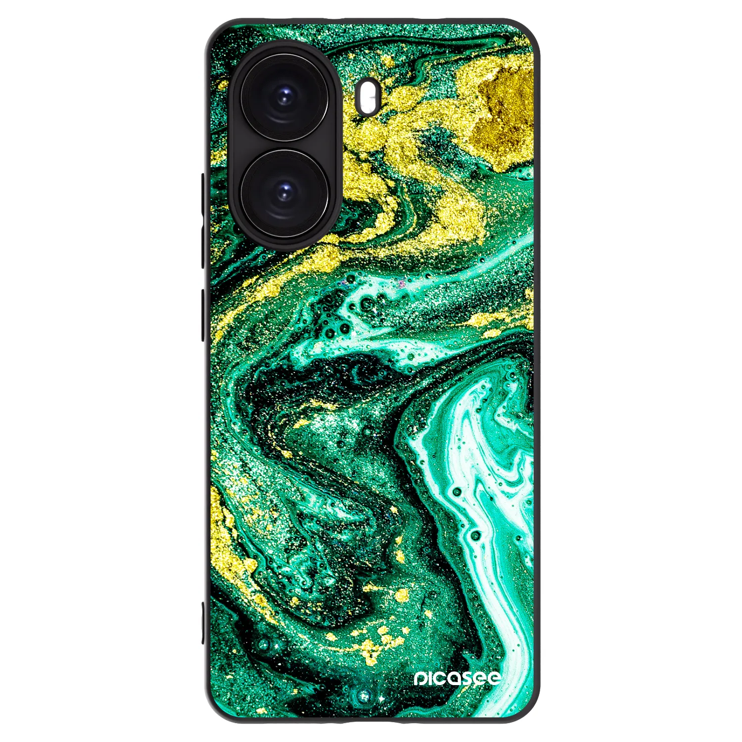 Picasee crna silikonska maskica za Xiaomi Poco X7 Pro 5G - Green Gold