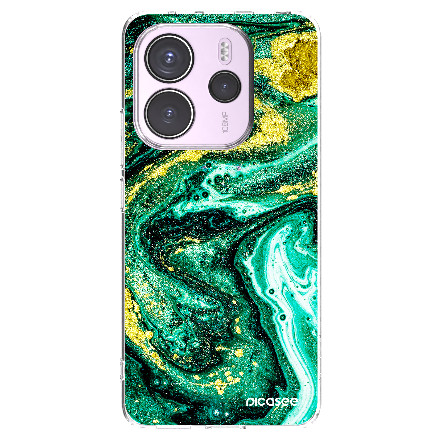 Picasee silikonska prozirna maskica za Xiaomi Redmi Note 14 4G - Green Gold