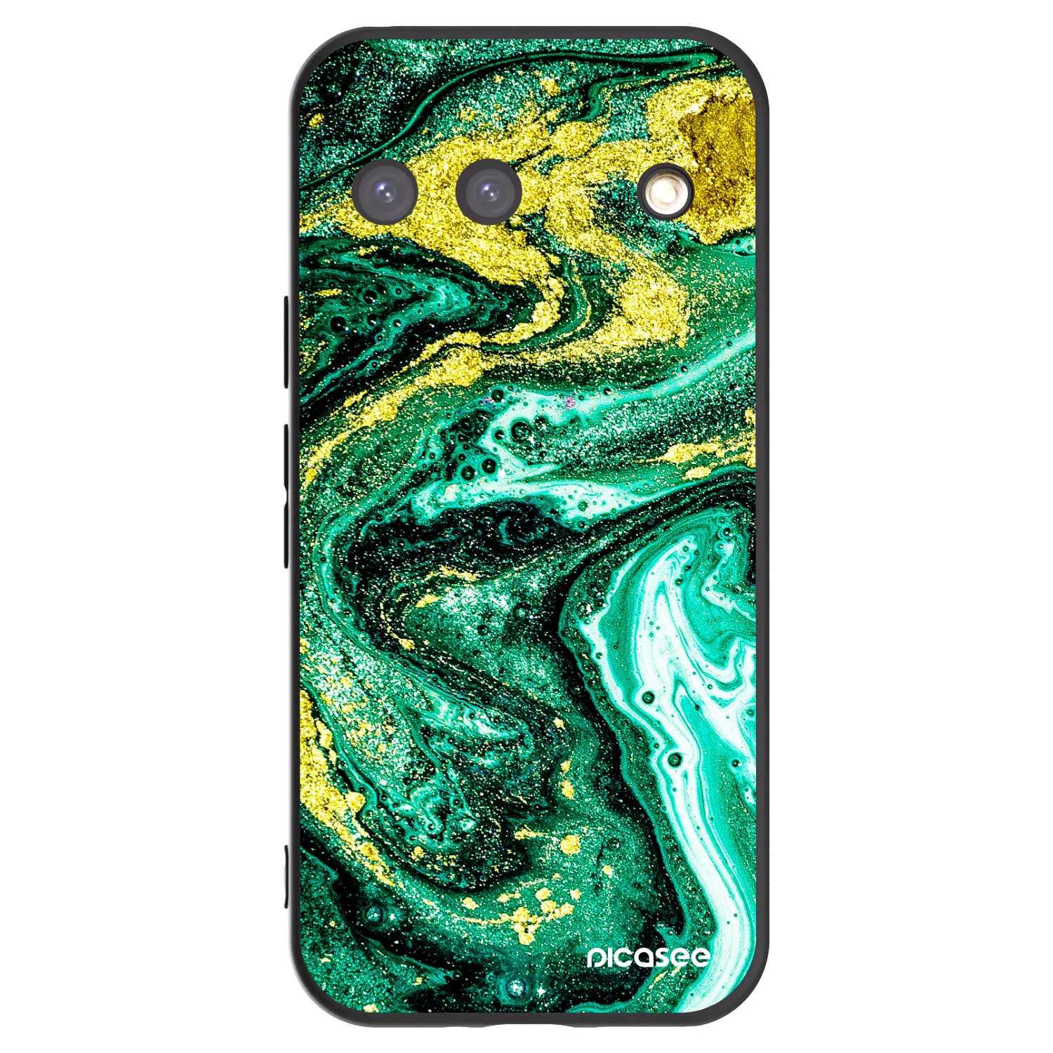 Picasee crna silikonska maskica za Google Pixel 9 - Green Gold