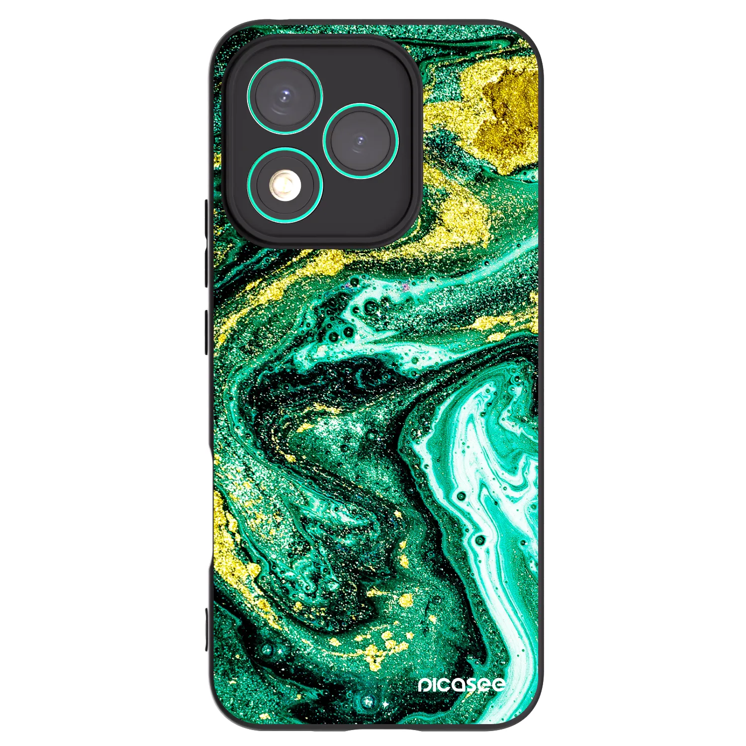 Picasee crna silikonska maskica za Honor 400 Lite 5G - Green Gold