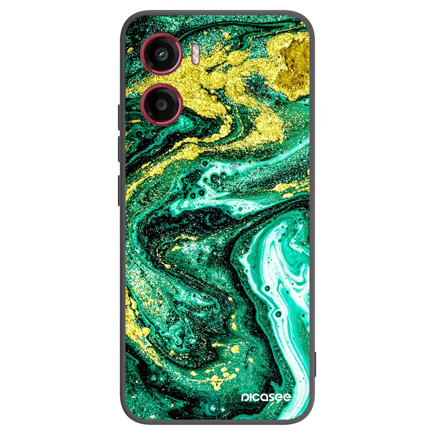 Picasee crna silikonska maskica za Motorola Moto G05 - Green Gold