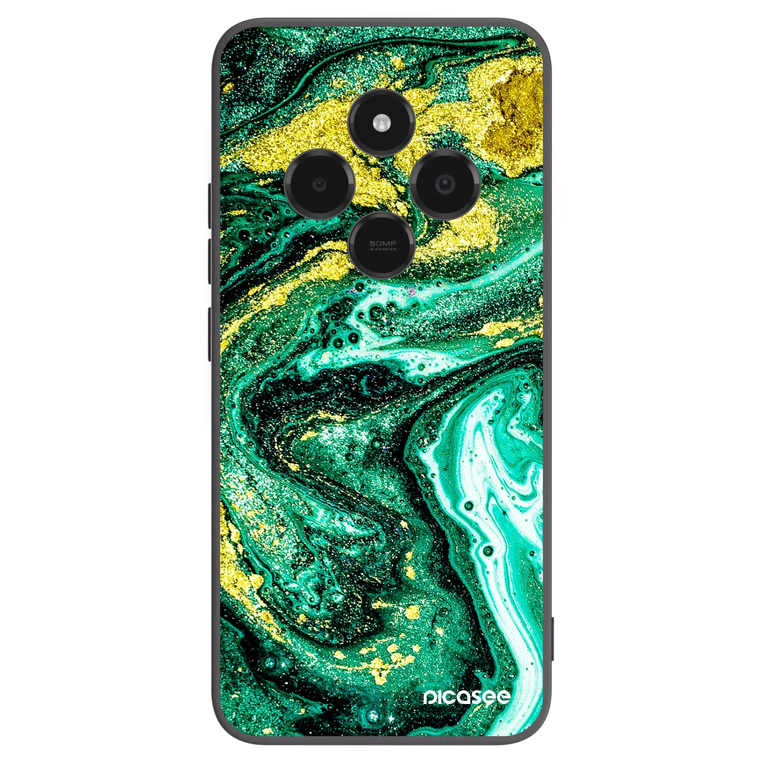Picasee crna silikonska maskica za Xiaomi Poco C75 - Green Gold
