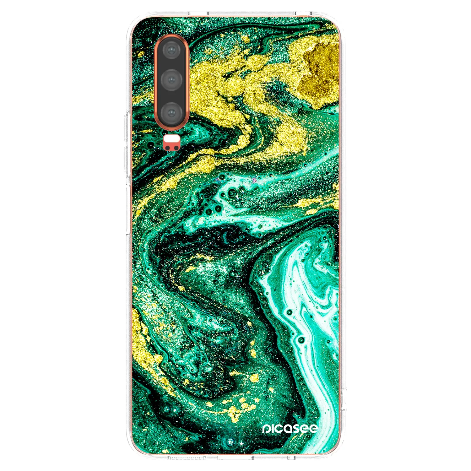 Picasee silikonska prozirna maskica za Huawei P30 - Green Gold