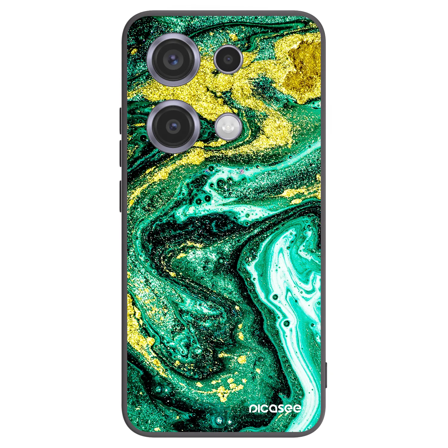 Picasee crna silikonska maskica za Xiaomi Redmi Note 14S - Green Gold