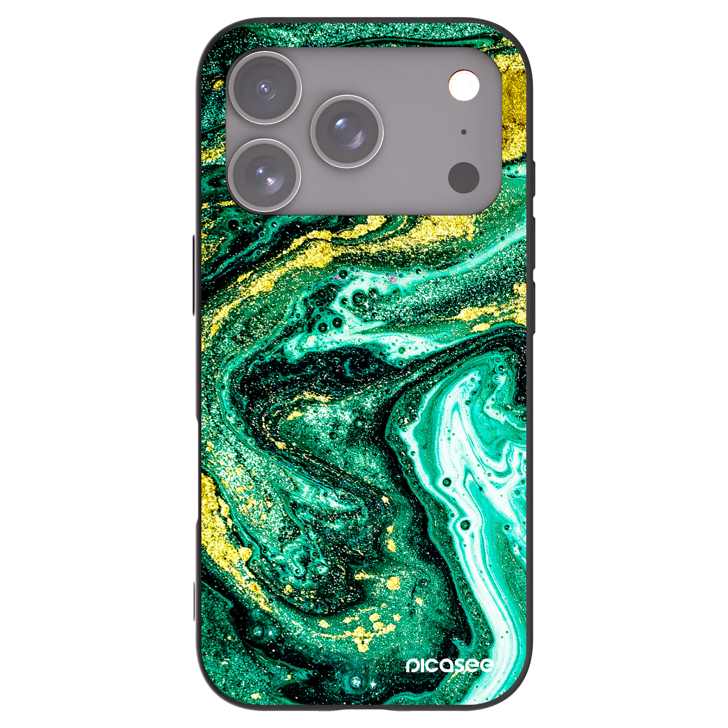 Picasee crna silikonska maskica za Apple iPhone 17 Pro - Green Gold