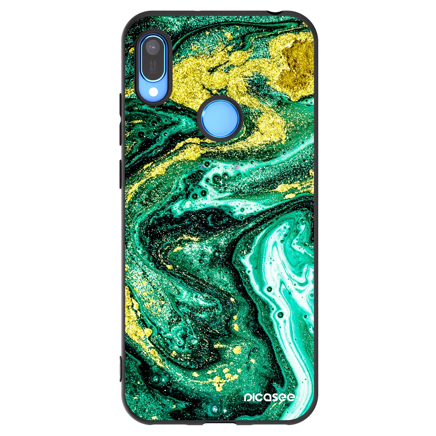 Picasee crna silikonska maskica za Huawei Y6 2019 - Green Gold