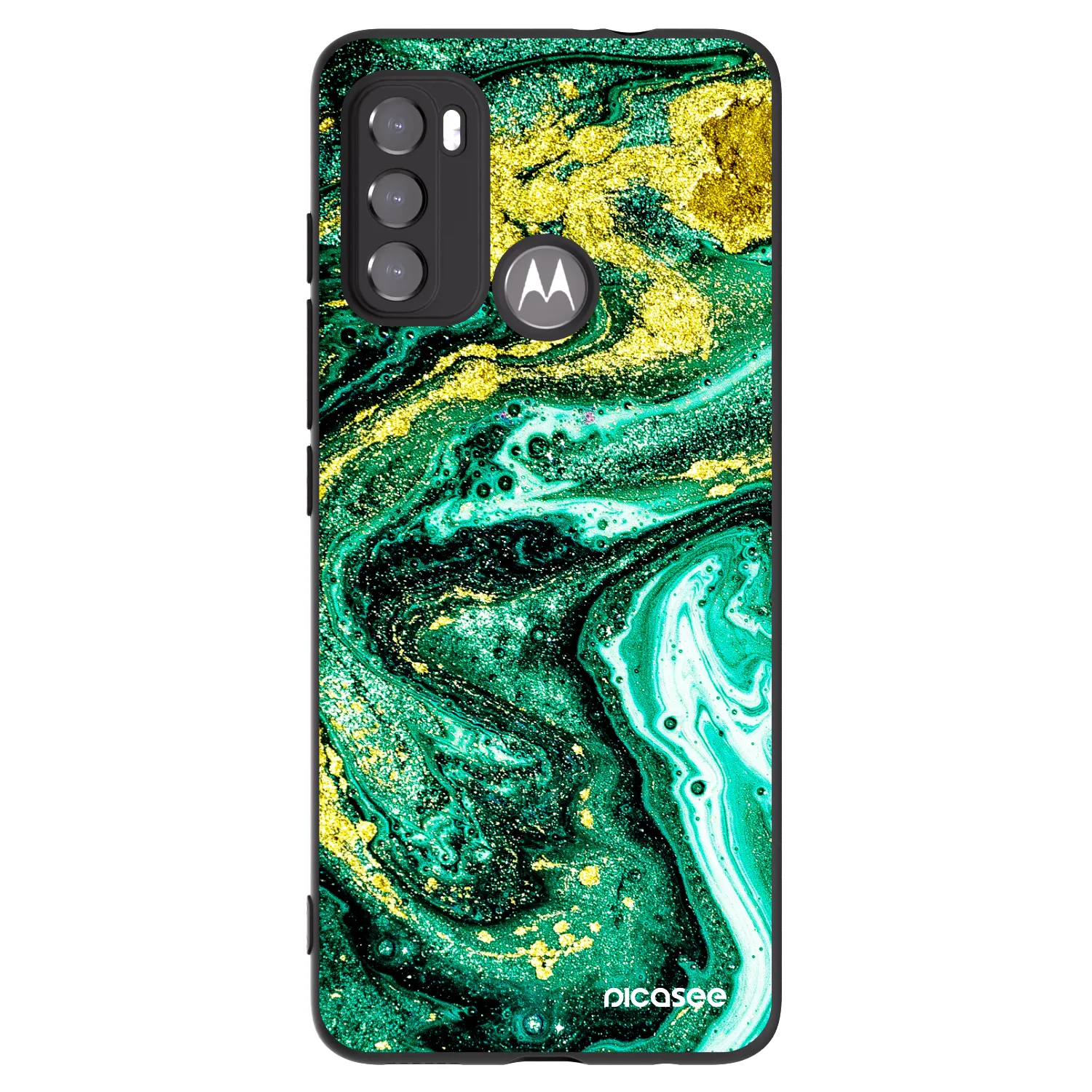 Picasee crna silikonska maskica za Motorola Edge 60 5G - Green Gold