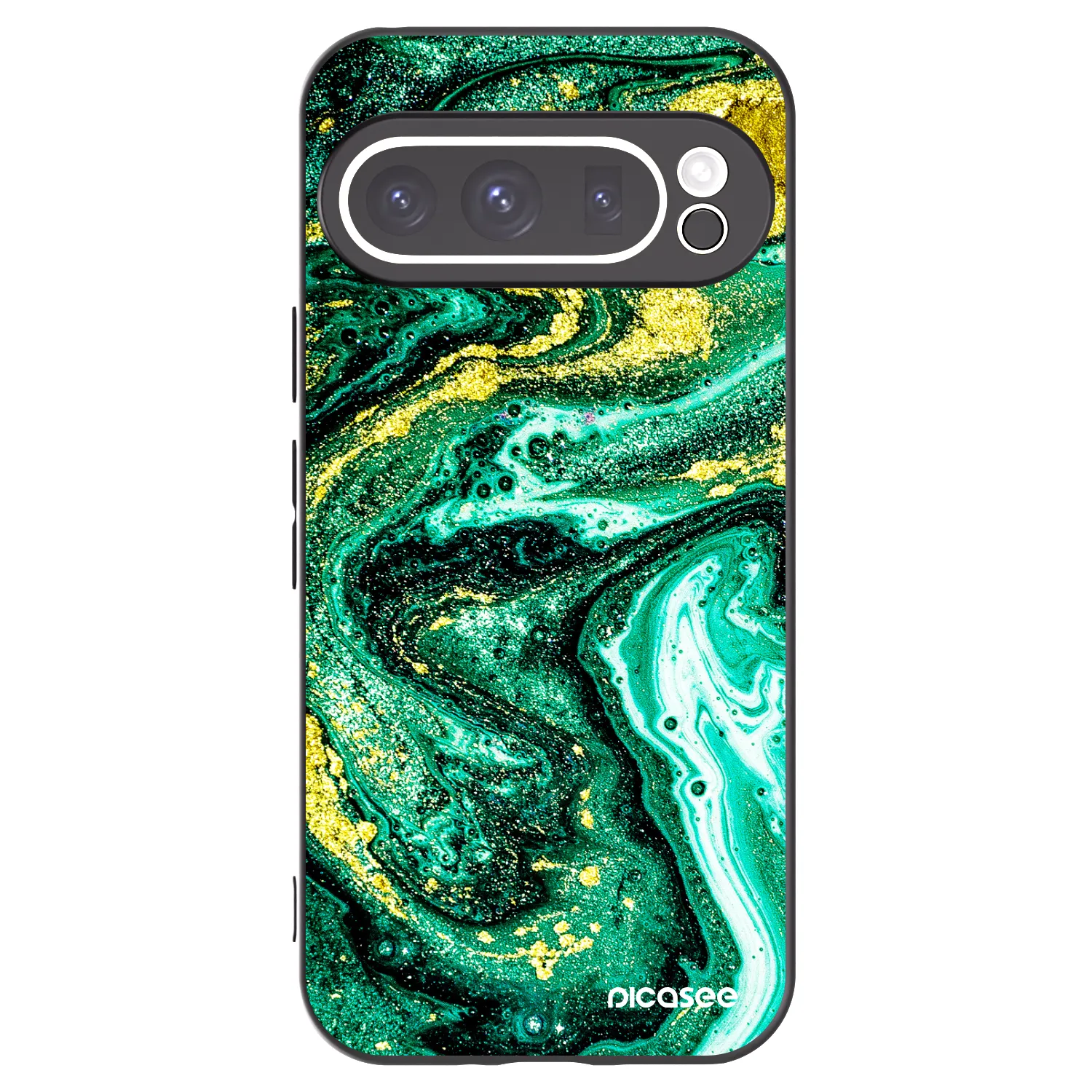 Picasee crna silikonska maskica za Google Pixel 9 Pro XL - Green Gold
