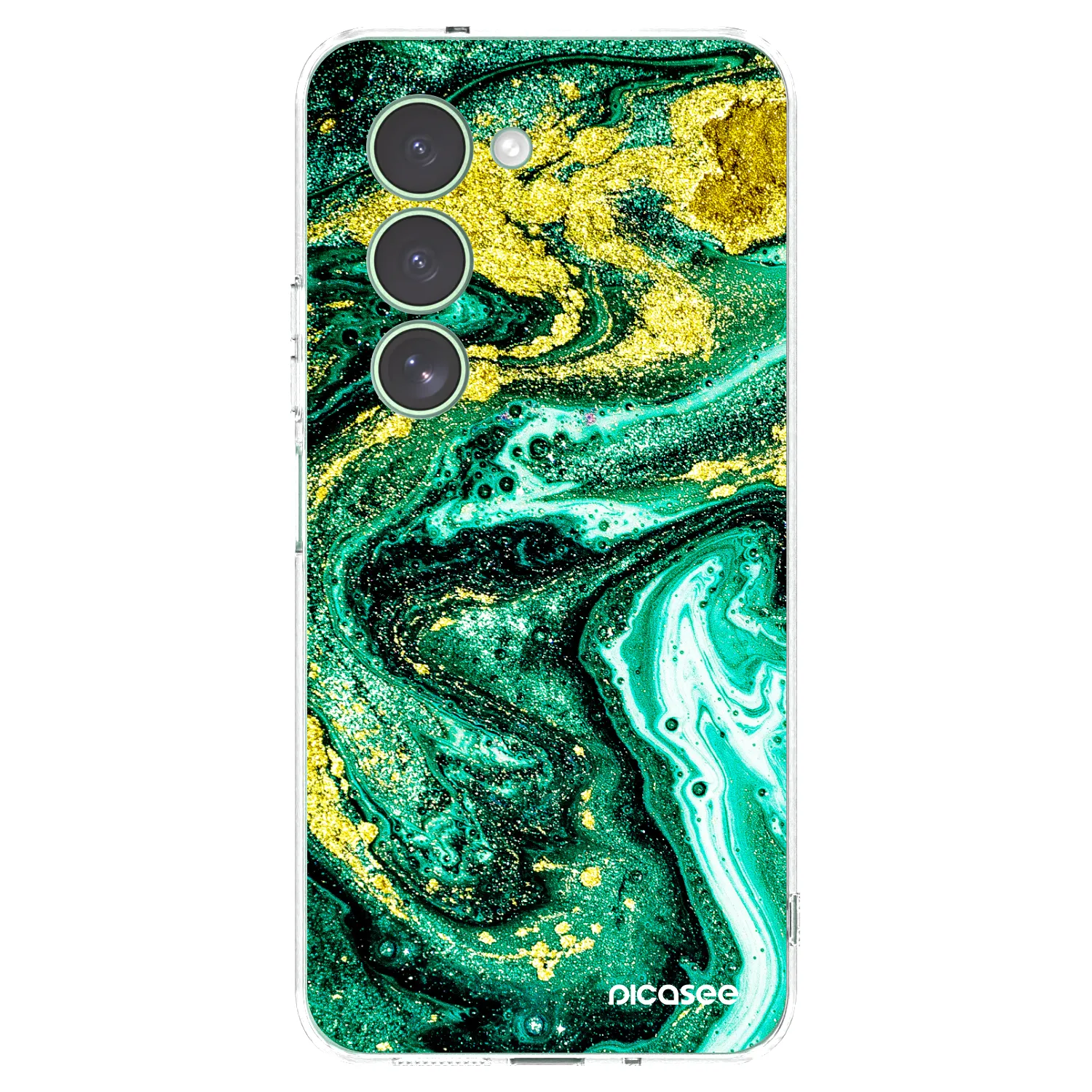 Picasee silikonska prozirna maskica za Xiaomi Redmi 15 5G - Green Gold
