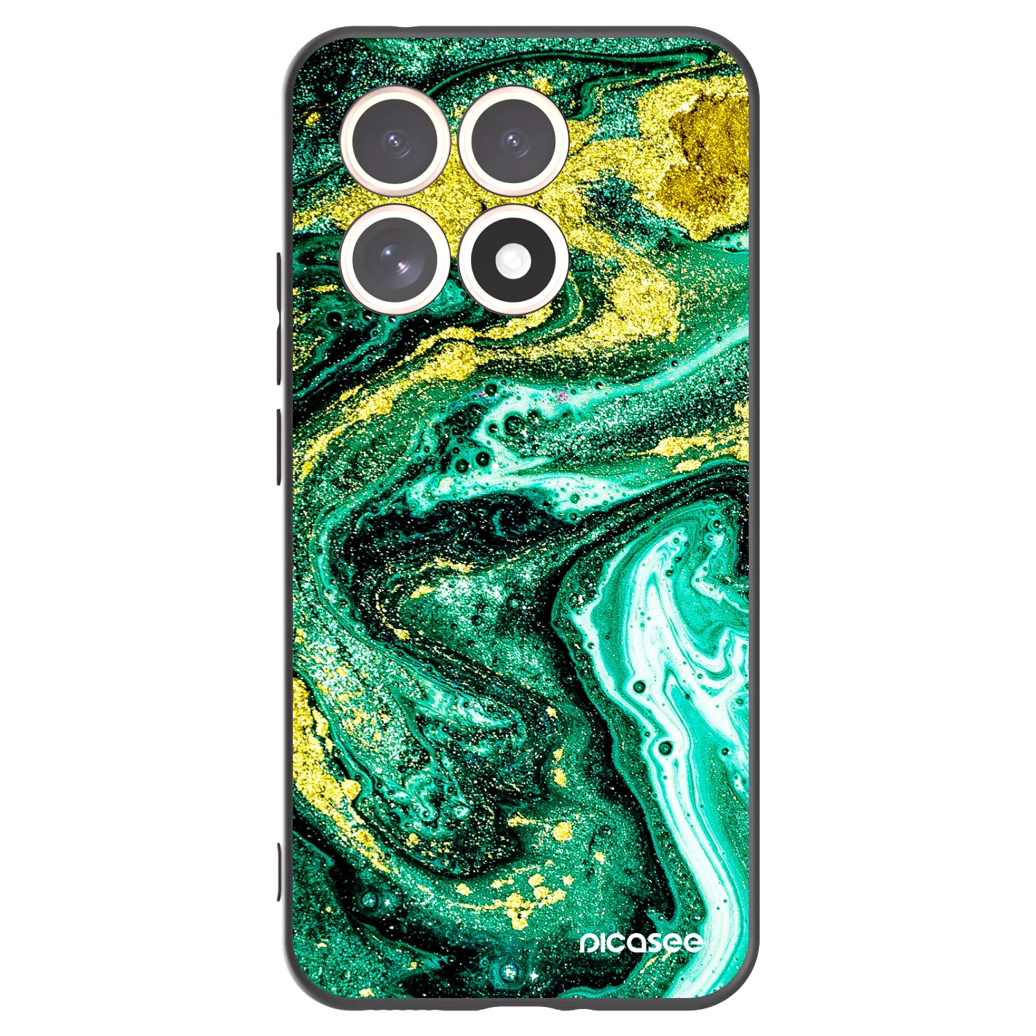 Picasee crna silikonska maskica za Xiaomi 15T - Green Gold