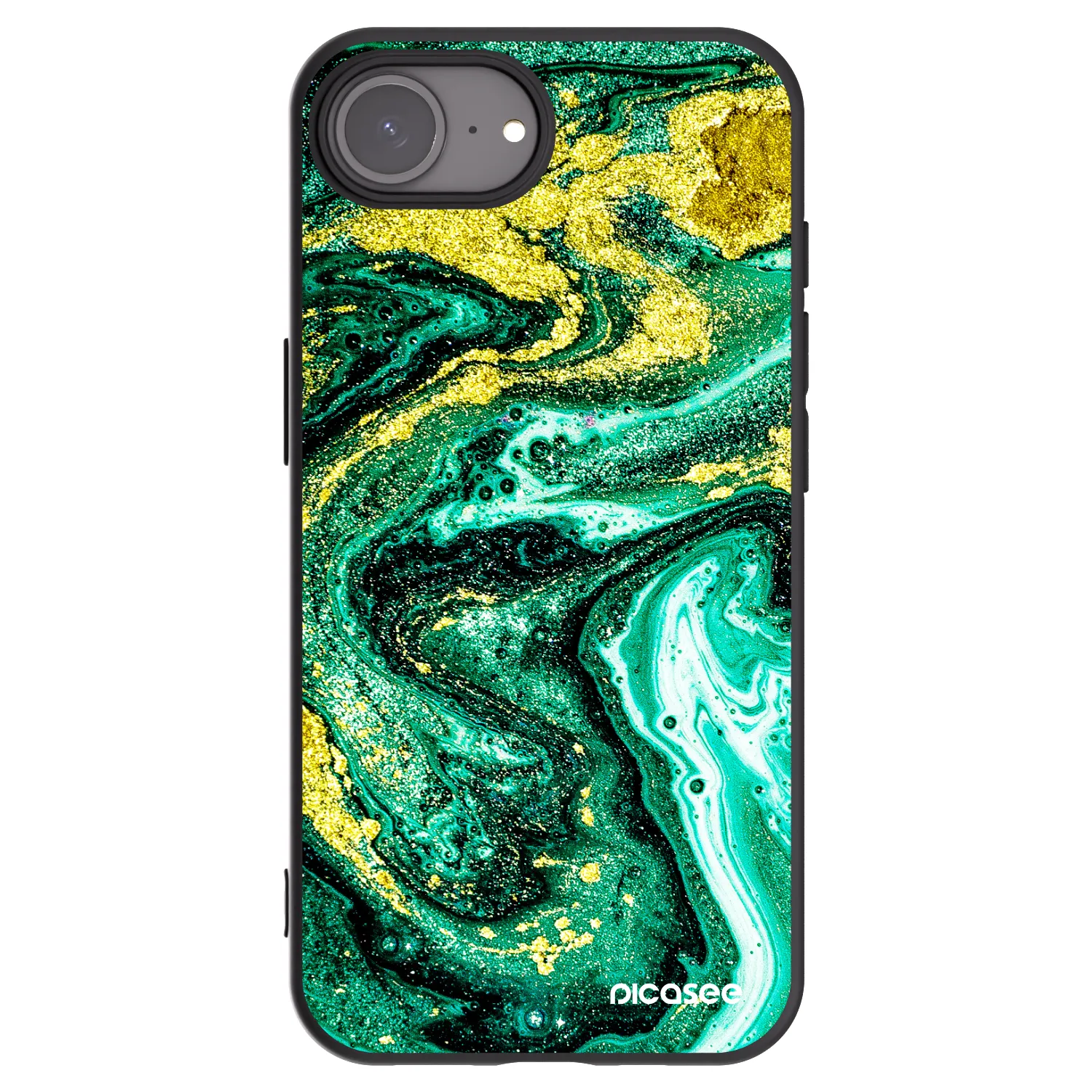 Picasee crna silikonska maskica za Apple iPhone 17e - Green Gold