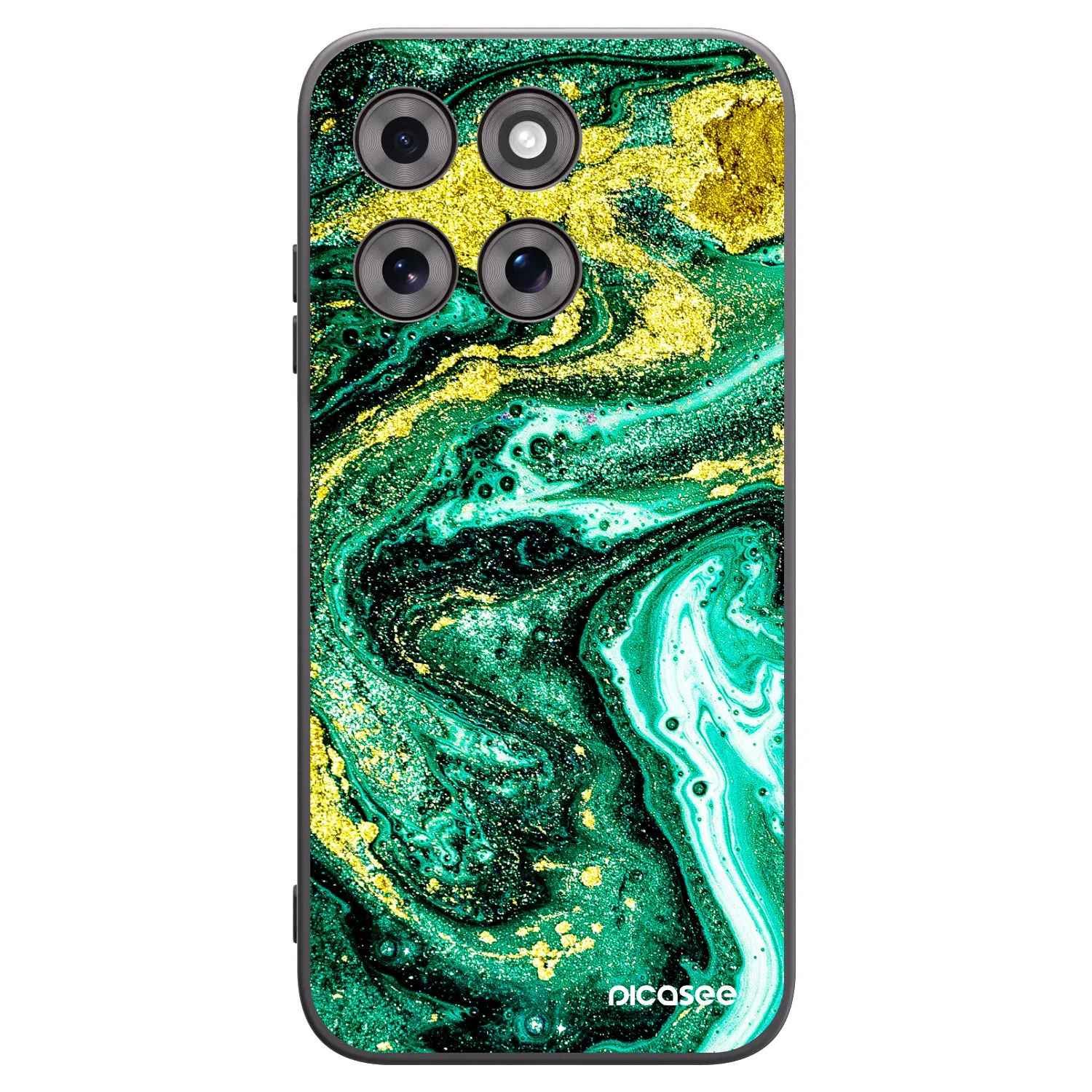 Picasee crna silikonska maskica za Motorola Moto G77 - Green Gold