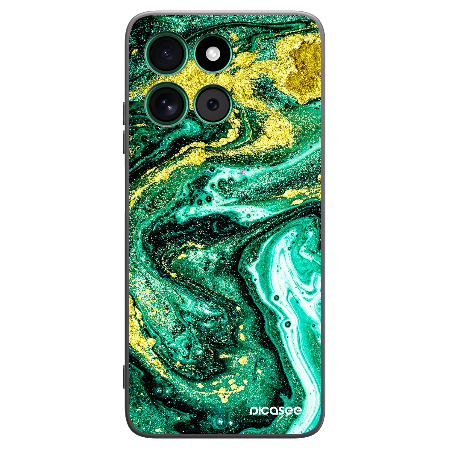 Picasee crna silikonska maskica za Motorola Moto G57 Power - Green Gold