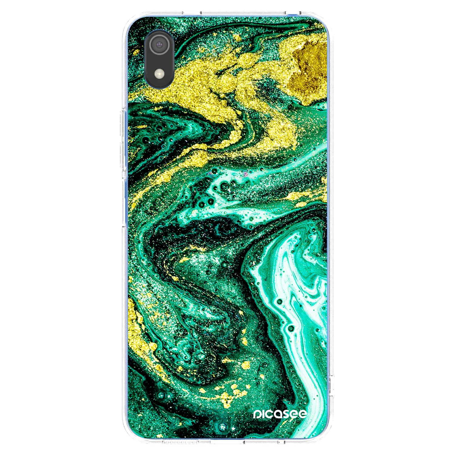 Picasee silikonska prozirna maskica za Xiaomi Redmi 7A - Green Gold