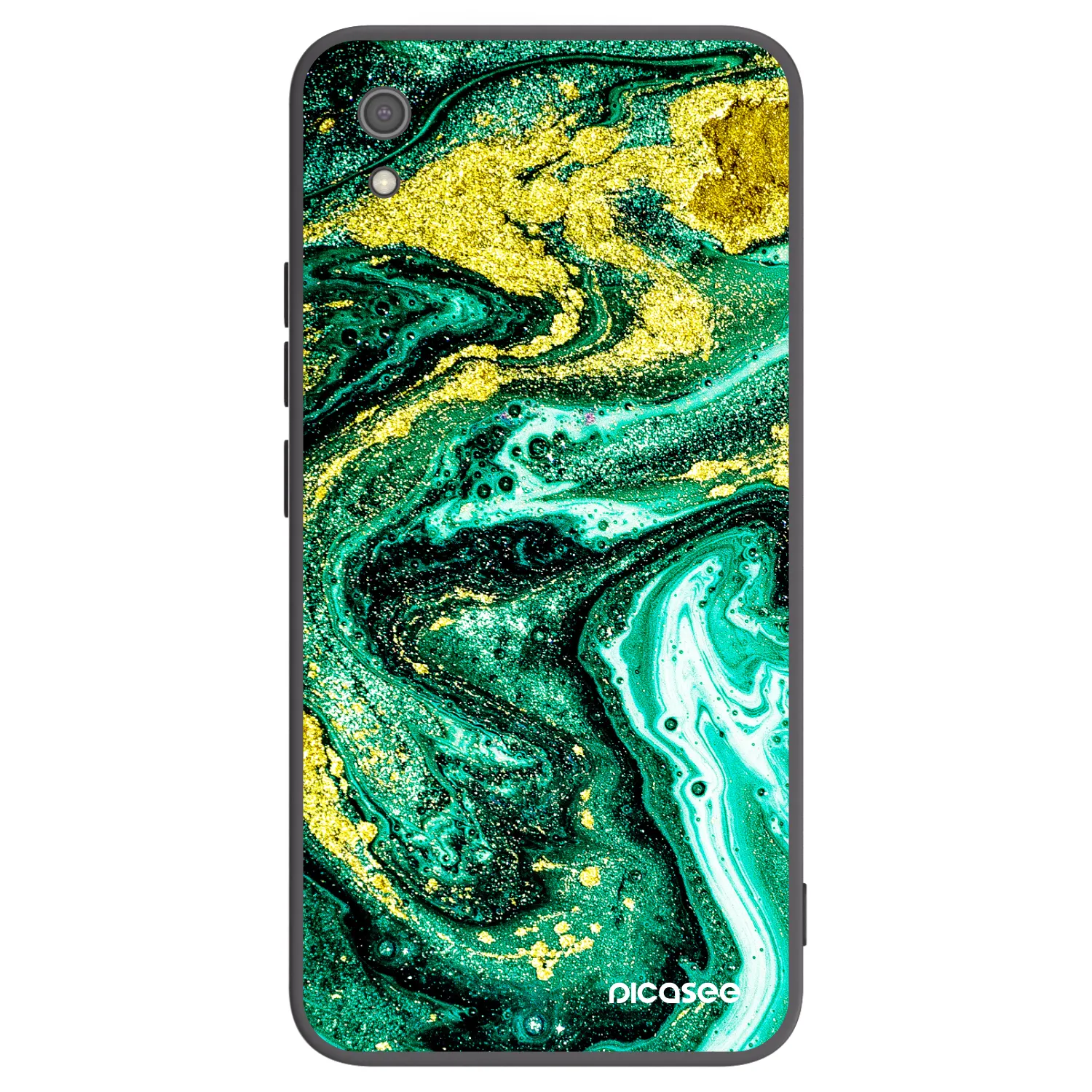 Picasee crna silikonska maskica za Xiaomi Redmi 7A - Green Gold