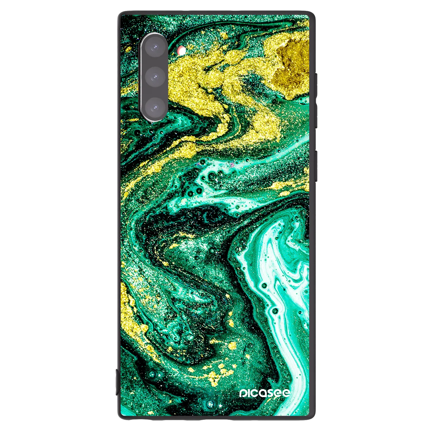 Picasee crna silikonska maskica za Samsung Galaxy Note 10 N970F - Green Gold
