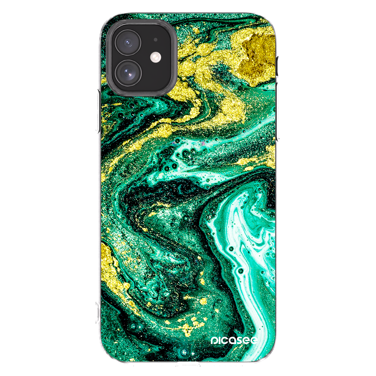 Picasee silikonska prozirna maskica za Apple iPhone 11 - Green Gold