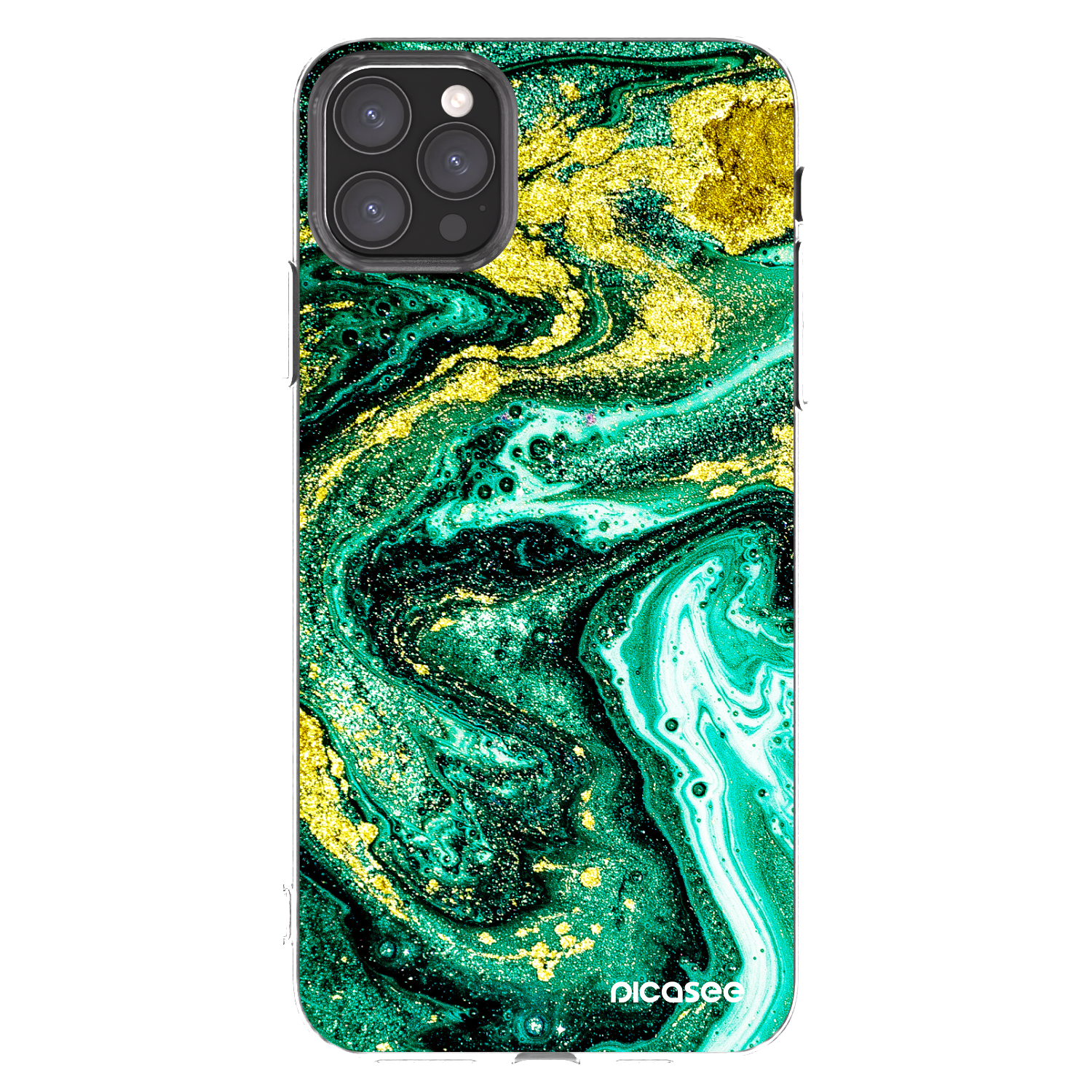 Picasee silikonska prozirna maskica za Apple iPhone 11 Pro Max - Green Gold