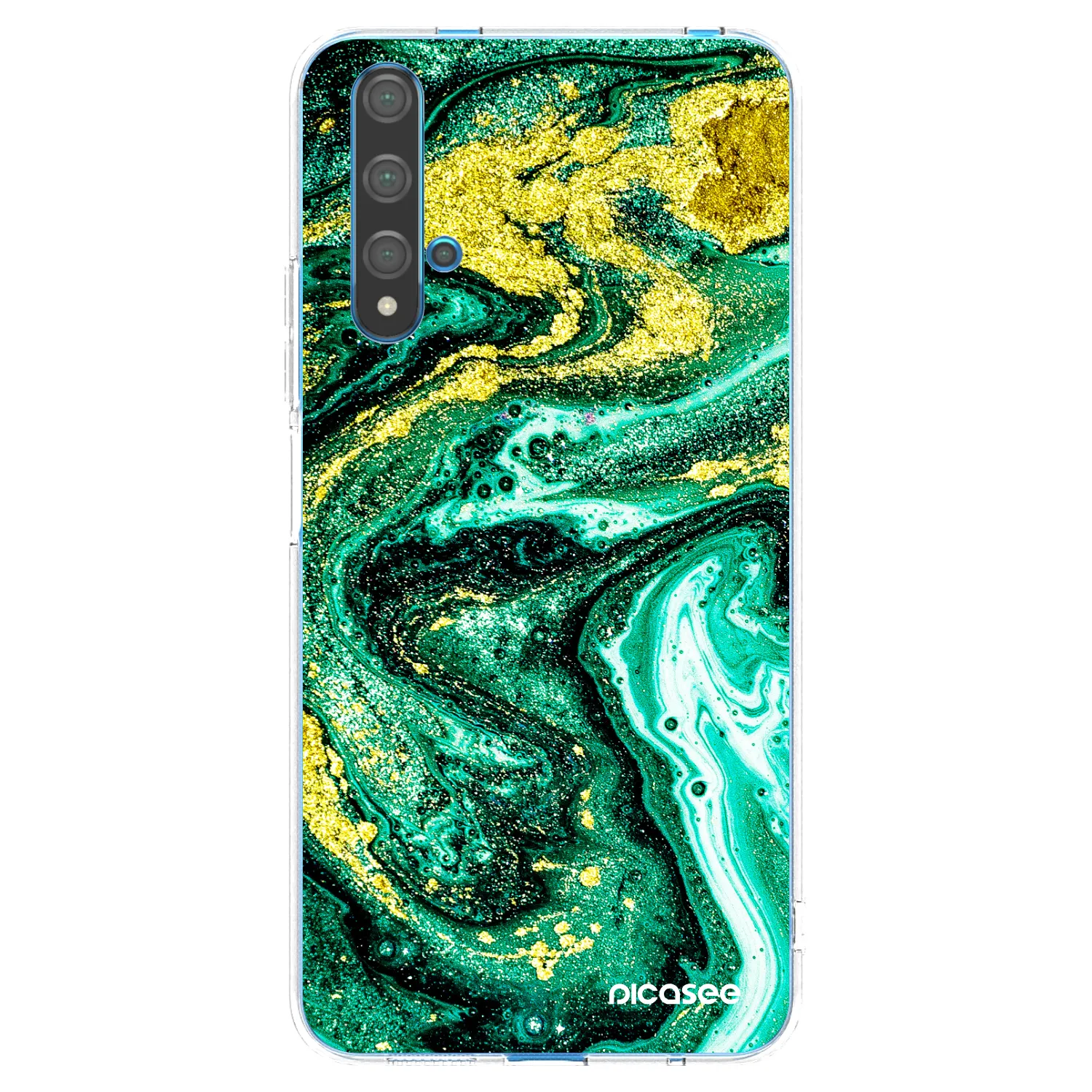 Picasee silikonska prozirna maskica za Huawei Nova 5T - Green Gold