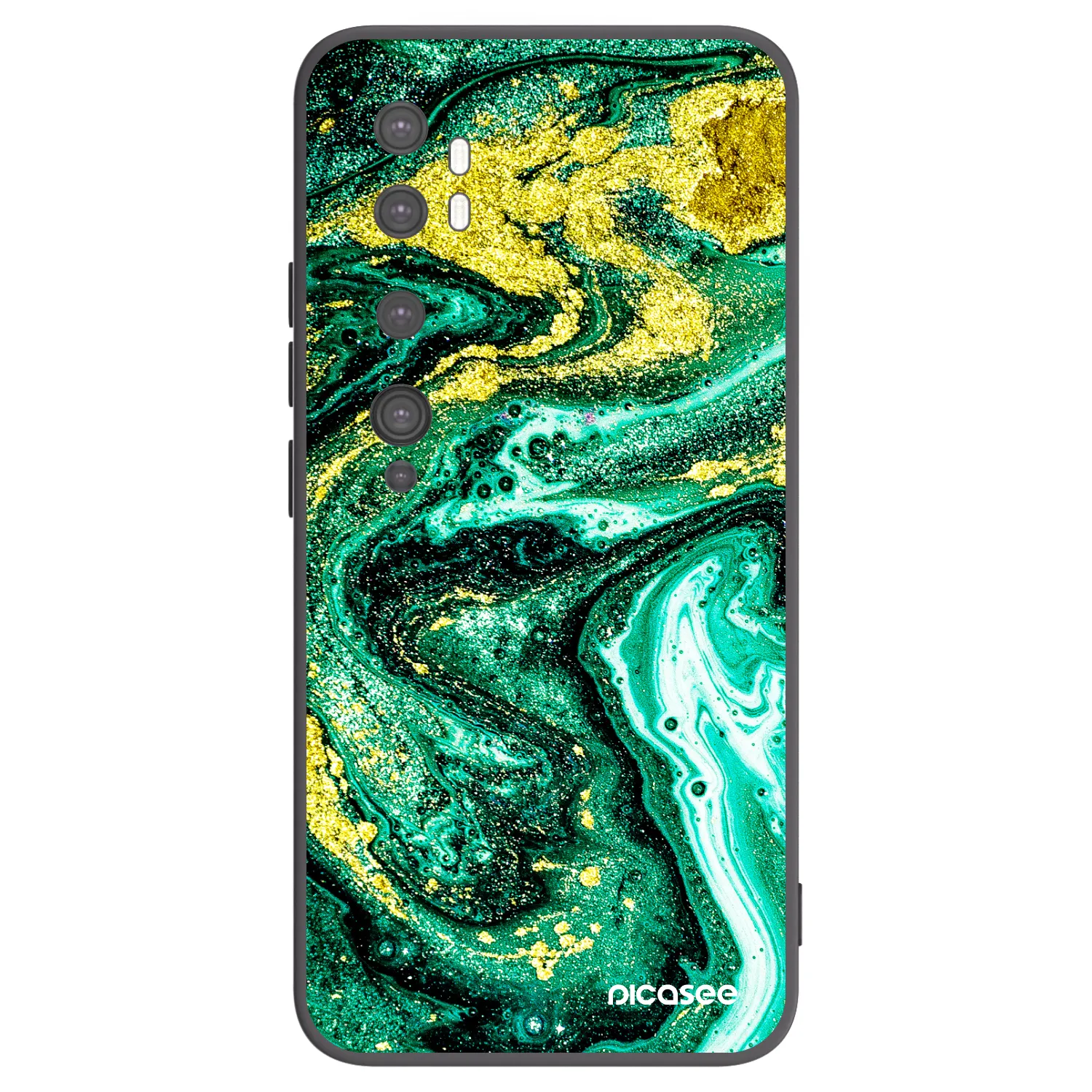 Picasee crna silikonska maskica za Xiaomi Mi Note 10 (Pro) - Green Gold