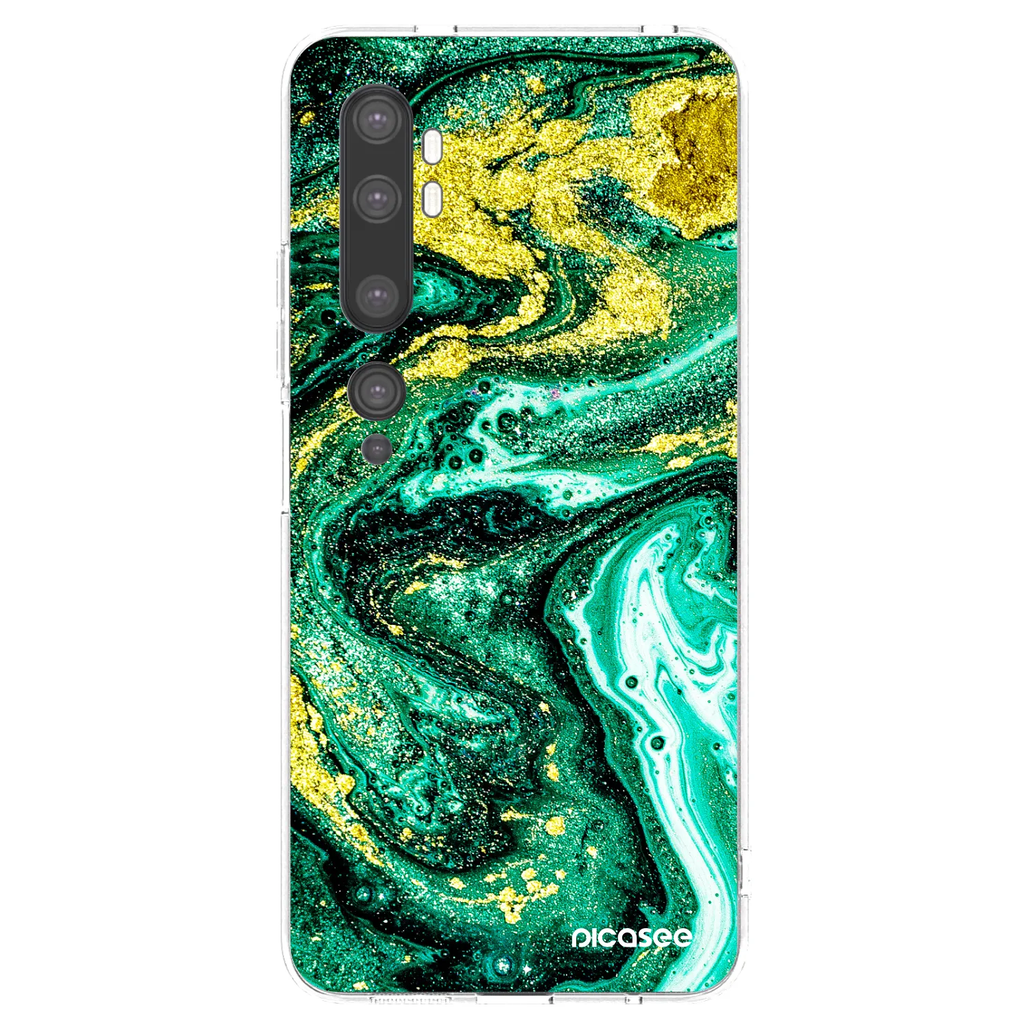 Picasee silikonska prozirna maskica za Xiaomi Mi Note 10 (Pro) - Green Gold