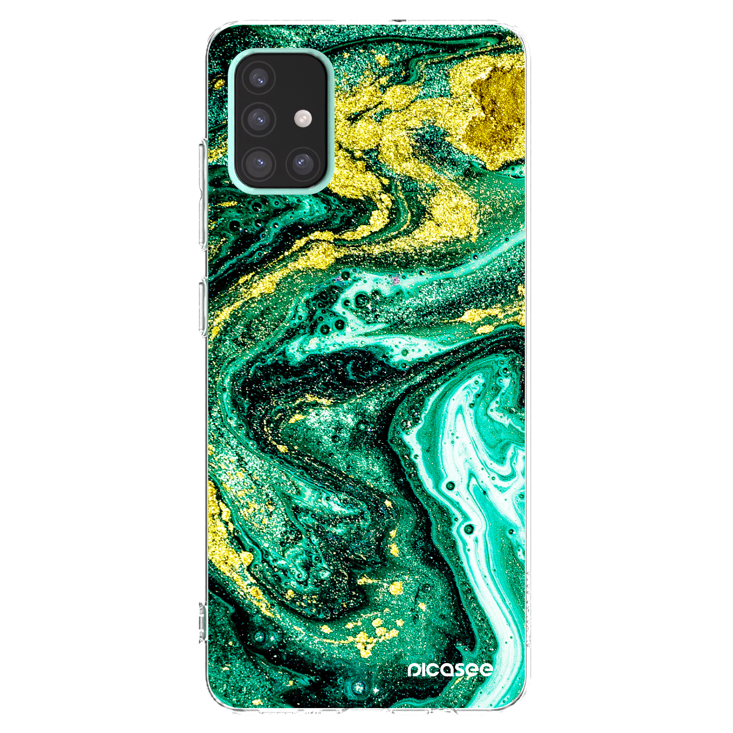 Picasee silikonska prozirna maskica za Samsung Galaxy A51 A515F - Green Gold