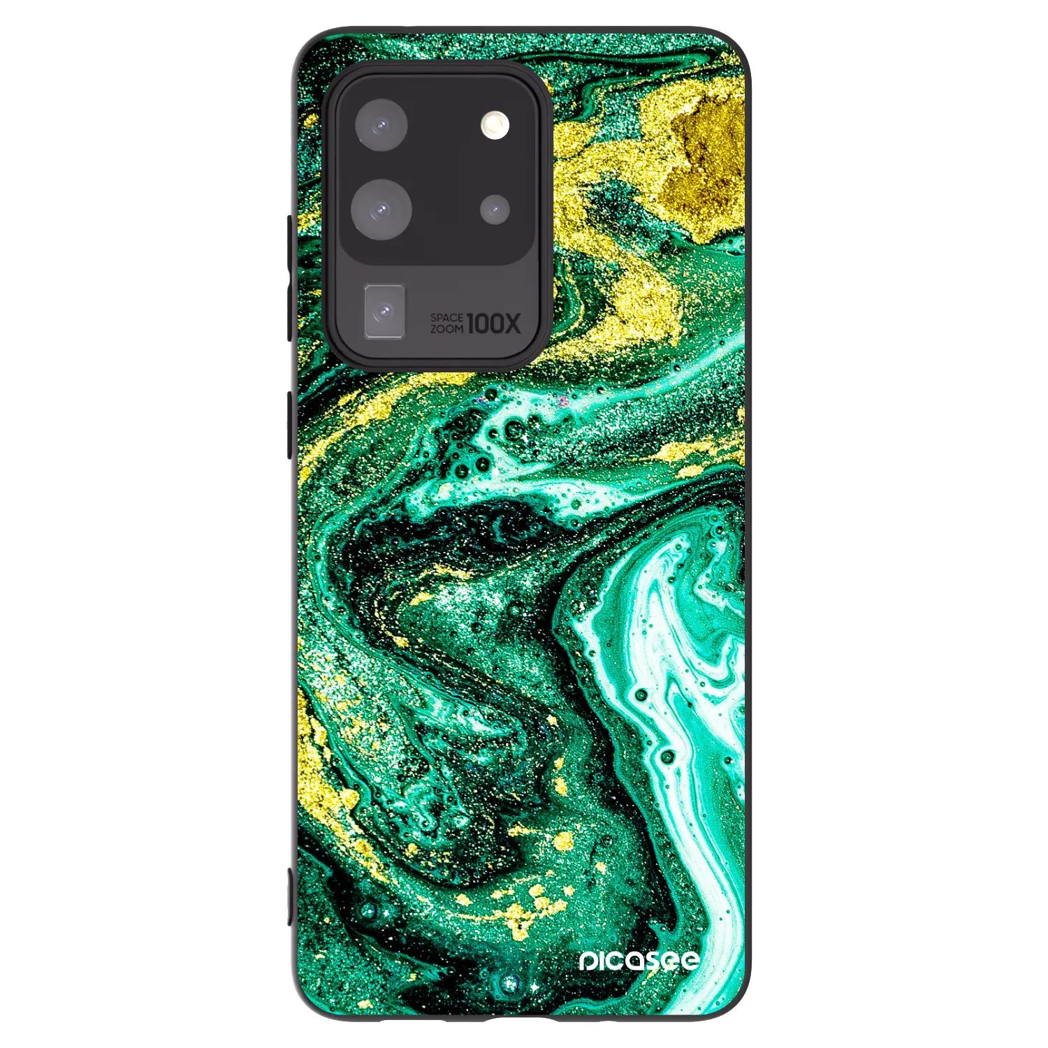 Picasee crna silikonska maskica za Samsung Galaxy S20 Ultra 5G G988F - Green Gold