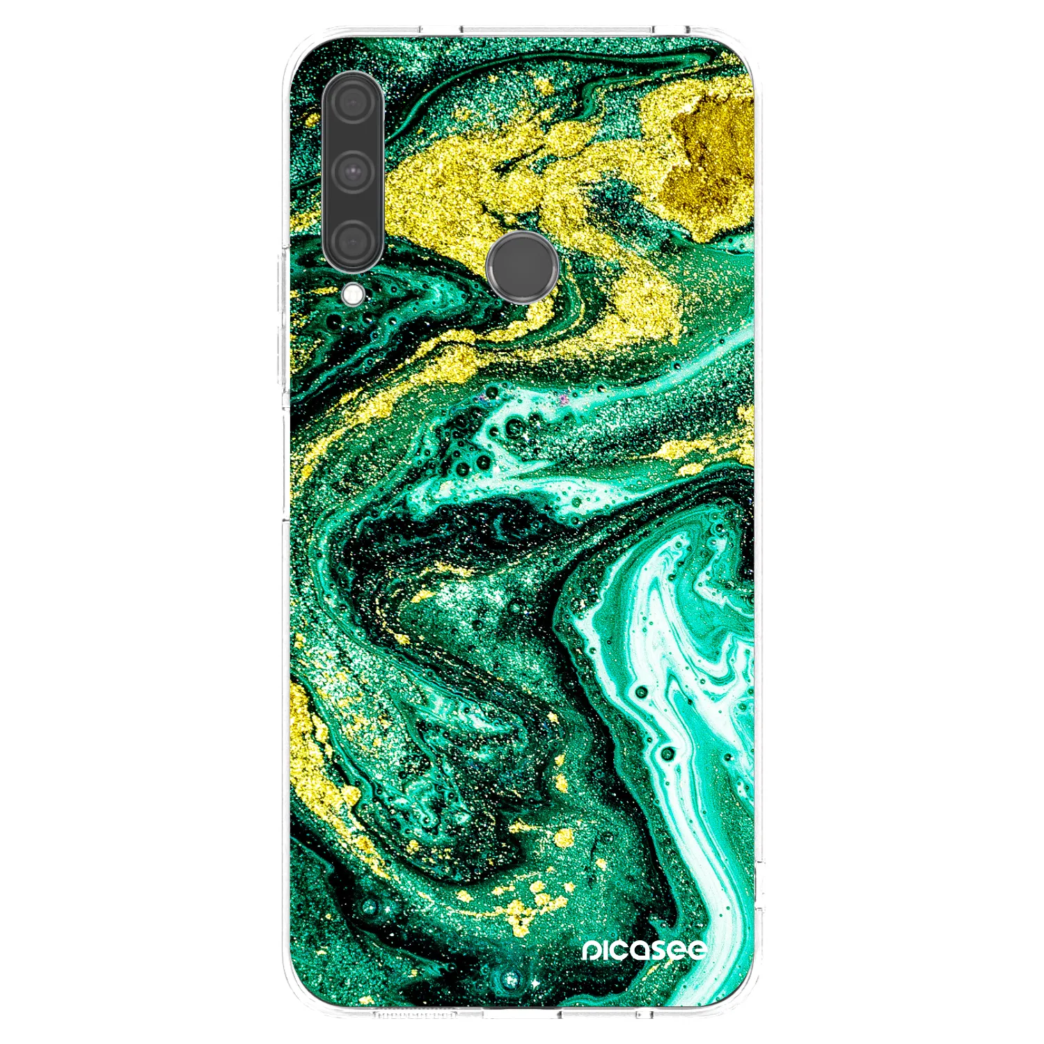 Picasee silikonska prozirna maskica za Huawei P40 Lite E - Green Gold