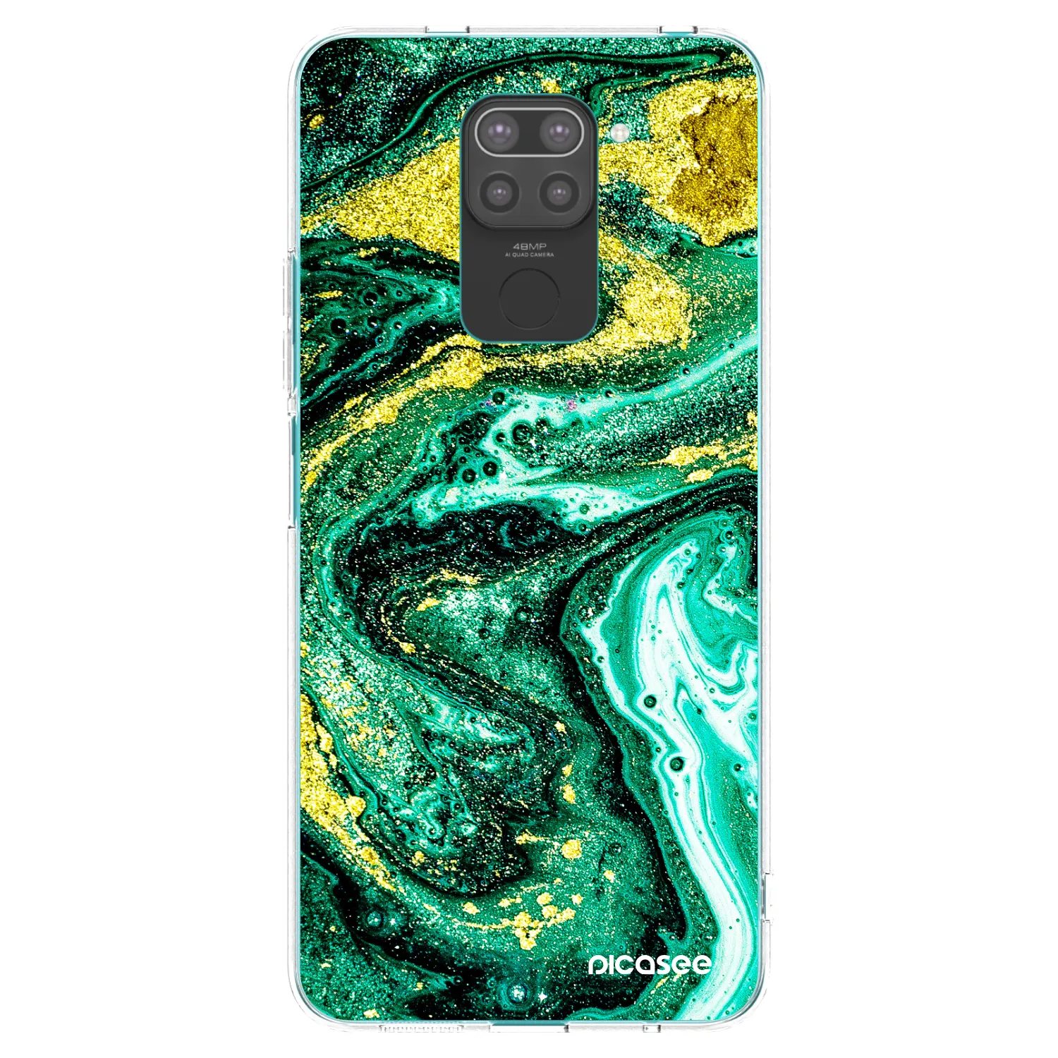 Picasee crna silikonska maskica za Xiaomi Redmi Note 9 - Green Gold
