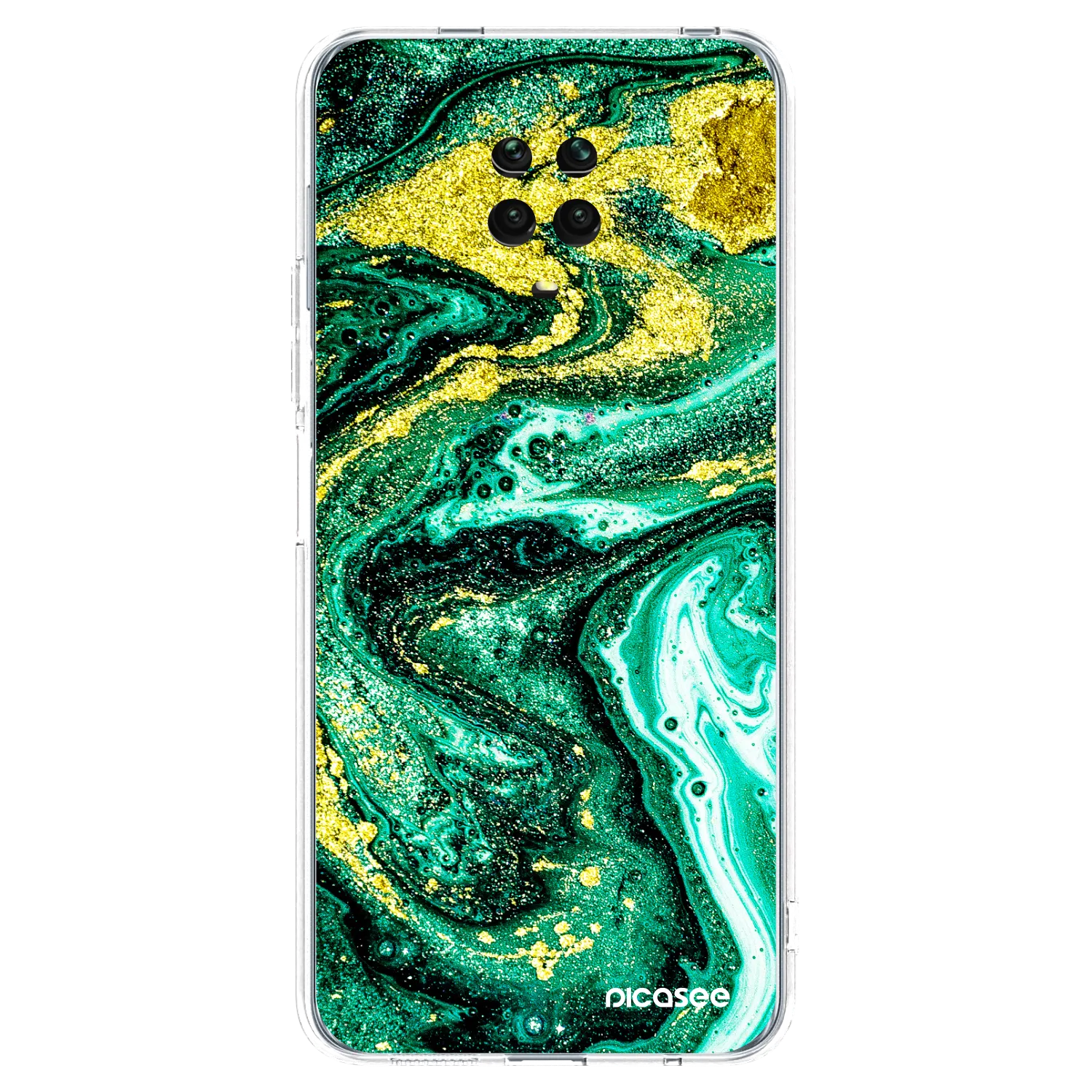 Picasee silikonska prozirna maskica za Xiaomi Redmi Note 9S - Green Gold