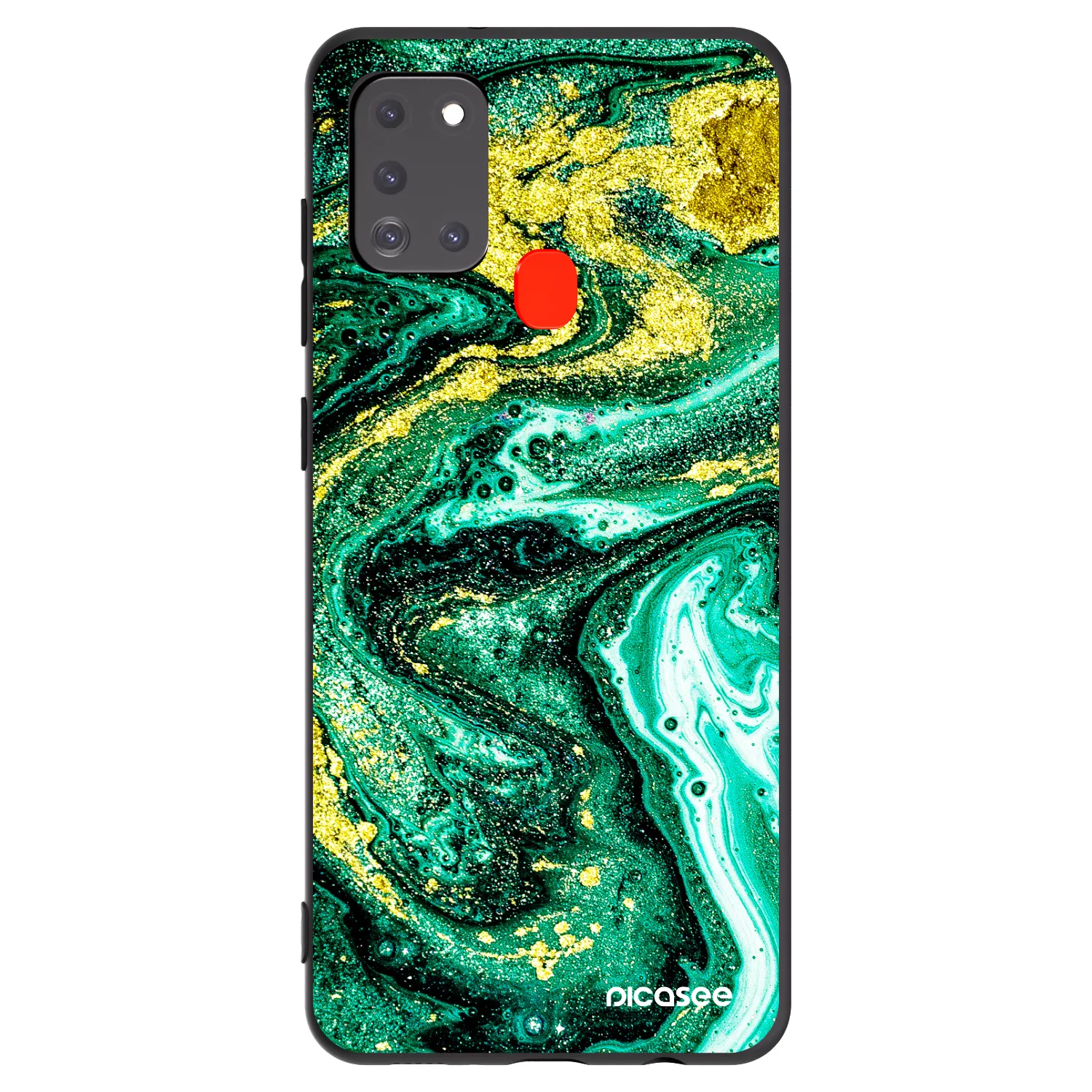 Picasee crna silikonska maskica za Samsung Galaxy A21s - Green Gold