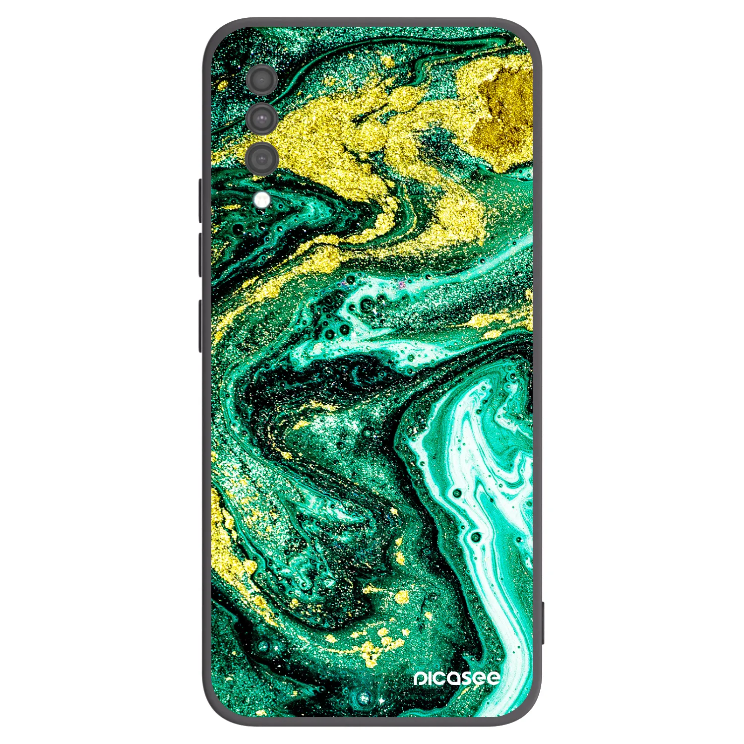 Picasee crna silikonska maskica za Samsung Galaxy A30s A307F - Green Gold