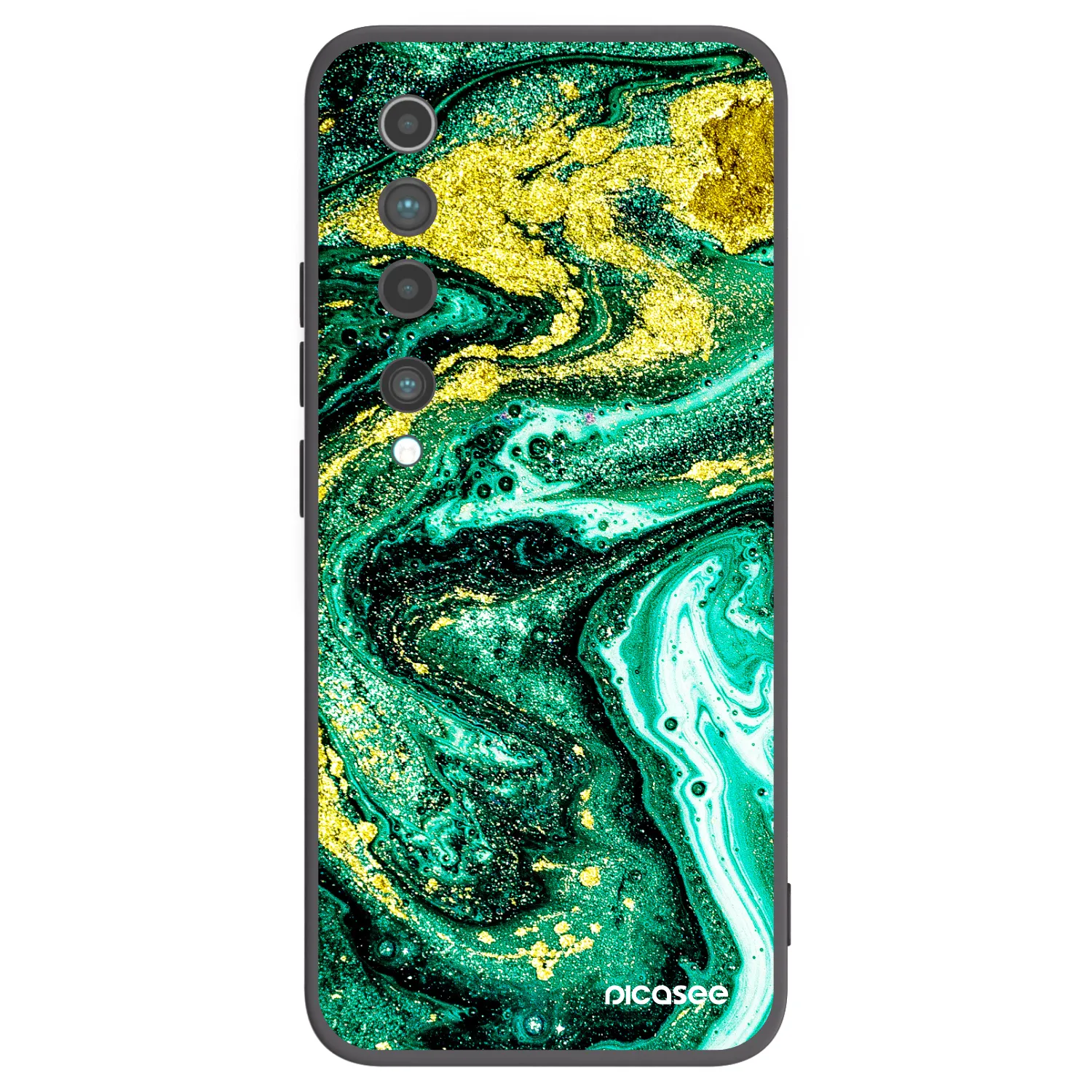 Picasee crna silikonska maskica za Xiaomi Mi 10 - Green Gold