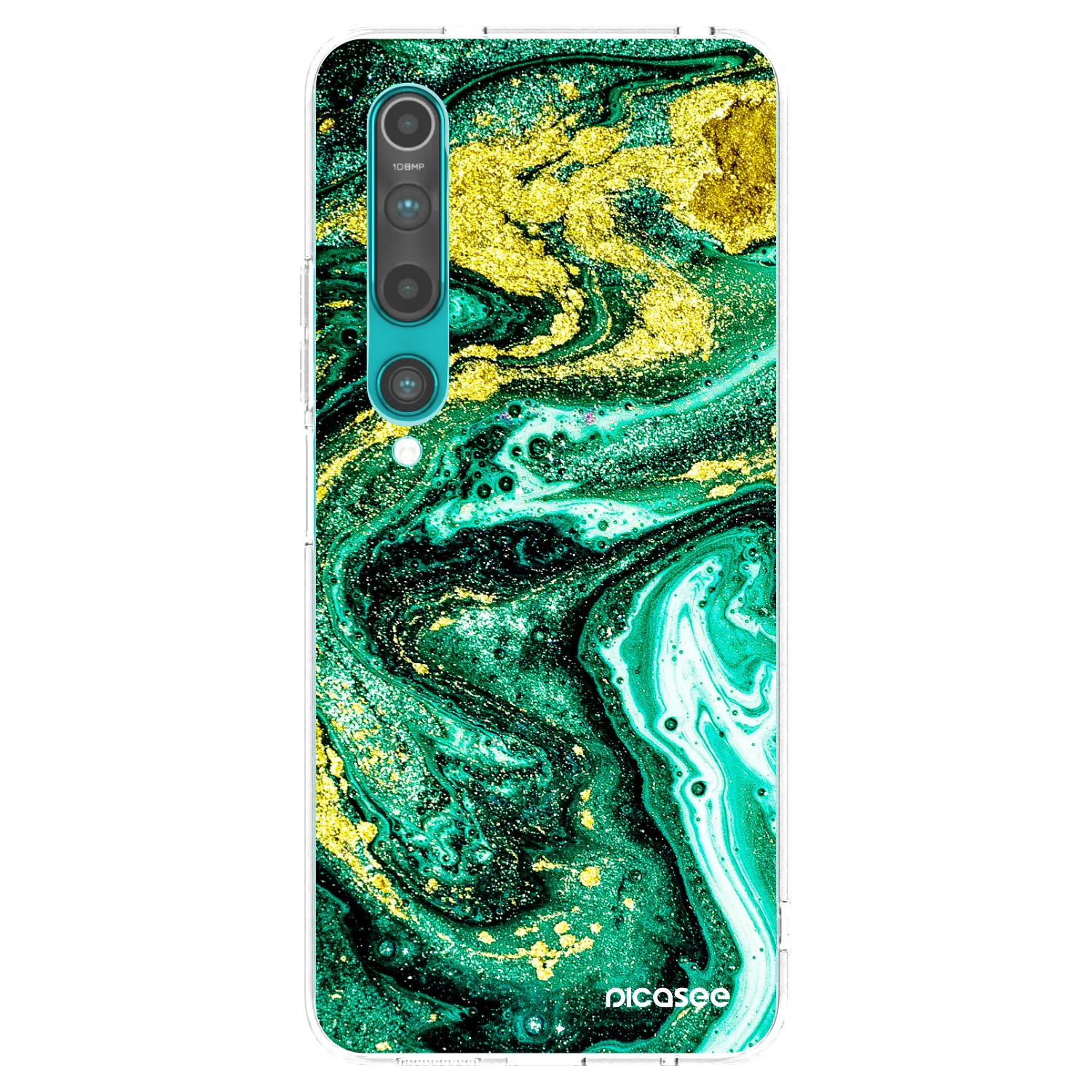 Picasee silikonska prozirna maskica za Xiaomi Mi 10 - Green Gold