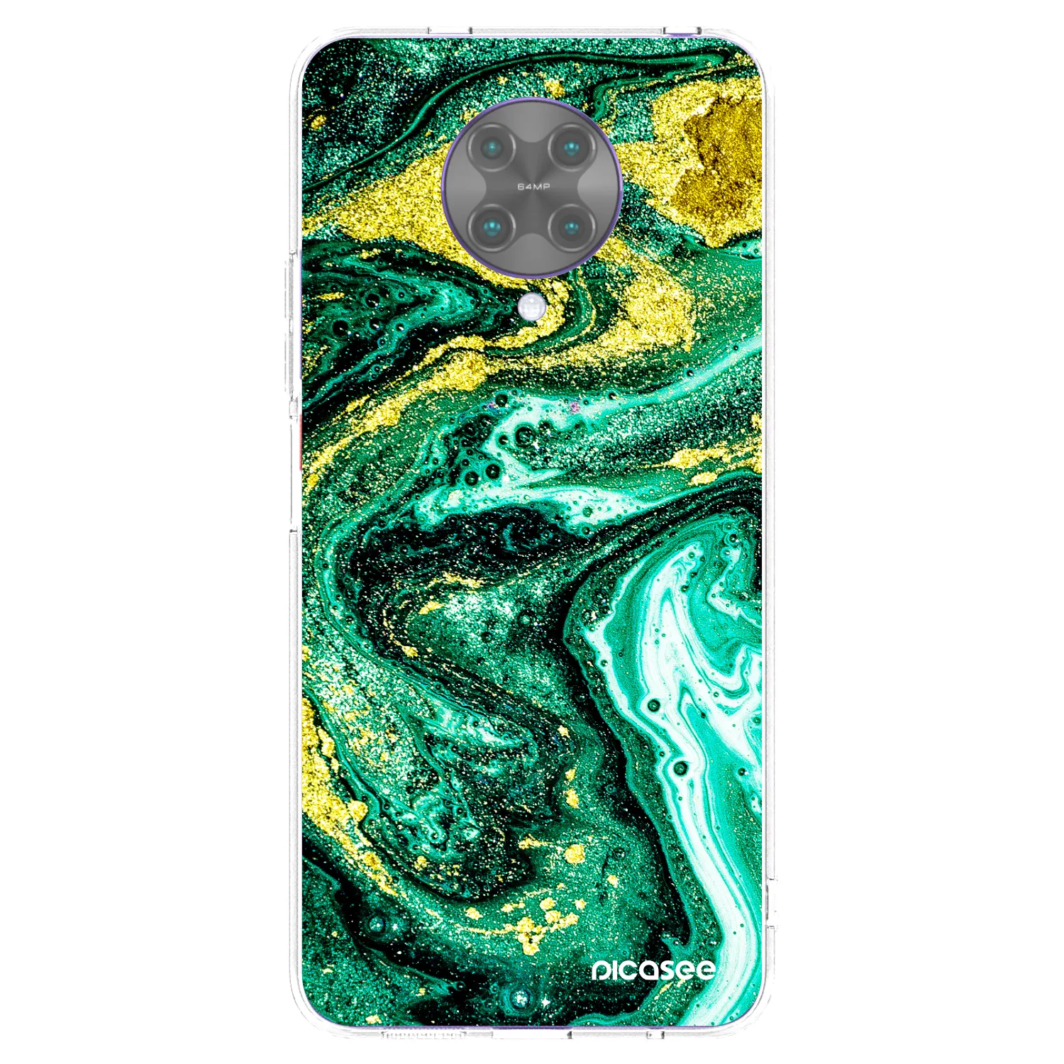 Picasee silikonska prozirna maskica za Xiaomi Poco F2 Pro - Green Gold