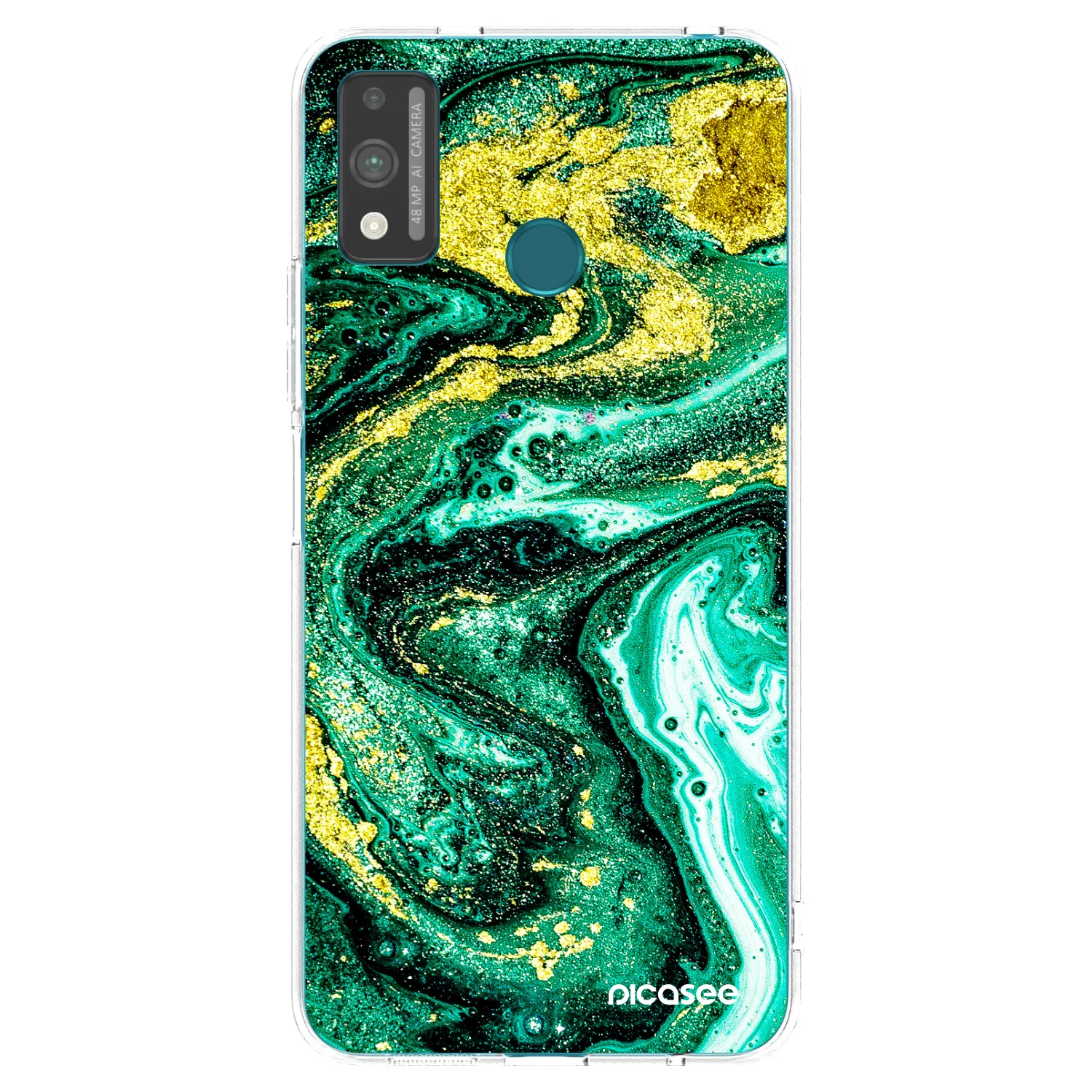Picasee silikonska prozirna maskica za Honor 9X Lite - Green Gold