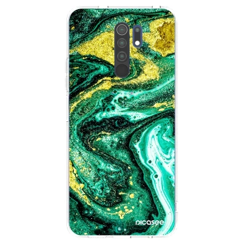 Picasee silikonska prozirna maskica za Xiaomi Redmi 9 - Green Gold