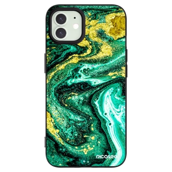Picasee crna silikonska maskica za Apple iPhone 12 Pro - Green Gold