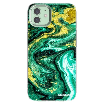 Picasee silikonska prozirna maskica za Apple iPhone 12 Pro - Green Gold