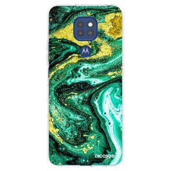 Picasee silikonska prozirna maskica za Motorola Moto G9 Play - Green Gold