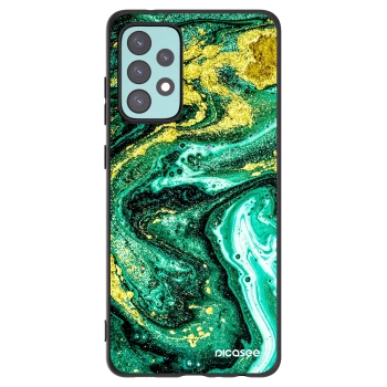 Picasee crna silikonska maskica za Samsung Galaxy A72 A725F - Green Gold