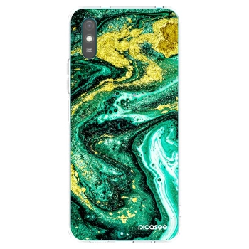 Picasee silikonska prozirna maskica za Xiaomi Redmi 9AT - Green Gold