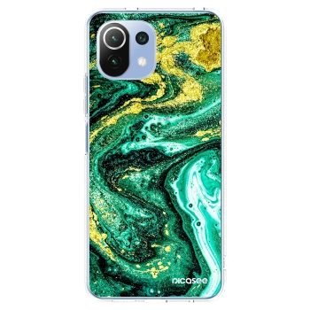 Picasee silikonska prozirna maskica za Xiaomi Mi 11 Lite - Green Gold