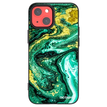 Picasee crna silikonska maskica za Apple iPhone 13 mini - Green Gold