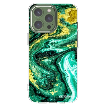 Picasee silikonska prozirna maskica za Apple iPhone 13 Pro - Green Gold