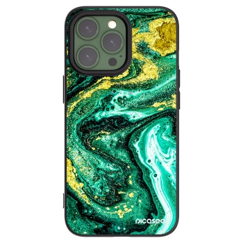 Picasee crna silikonska maskica za Apple iPhone 13 Pro - Green Gold