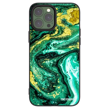 Picasee crna silikonska maskica za Apple iPhone 13 Pro Max - Green Gold