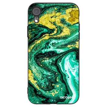 Picasee crna silikonska maskica za Apple iPhone XR - Green Gold