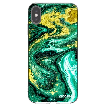Picasee silikonska prozirna maskica za Apple iPhone XS Max - Green Gold