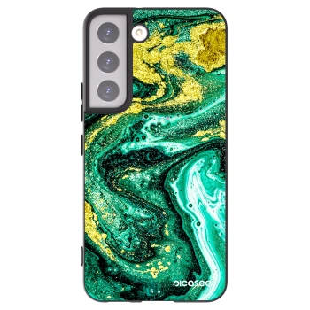 Picasee crna silikonska maskica za Samsung Galaxy S22 5G - Green Gold